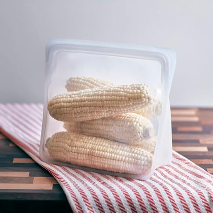 Stasher Premium Silicone Reusable Food Storage Stand-Up Mid Bag, Clear, Microwave, Sous Vide, Dishwasher, Oven and Freezer Safe, BPA Free, Leak-free, Eco-friendly, 56 Oz