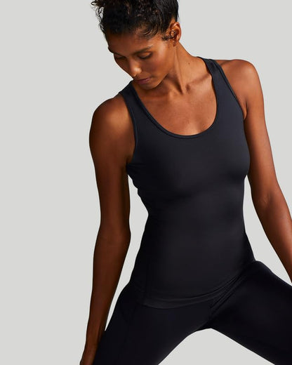 Tommie Copper Women's Lower Back Support Tank, Compression Shirt with Lower Back Pain Relief, Black M