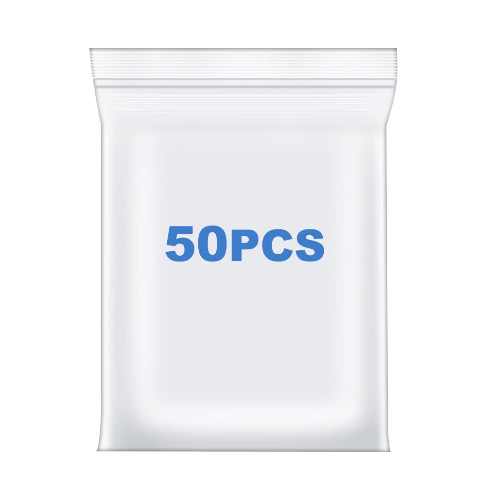 Somoga 50 PCS 12" x 12" Large Thick 2.4 Mil Clear Zip Poly Bags Plastic Reclosable Zip Seal Lock Bags Clothing Shoes Toys Prints Zipper Bag