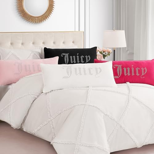 Juicy Couture – Decorative Accent Pillow Velvet Safari Leopard Premium Reversible Throw Pillow Living Room and Bedroom Décor Measures 14" x 24" Cheetah on White