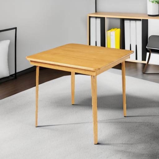 MECO Stakmore Classic Straight Edge Square Wood Folding Card Table, Oak