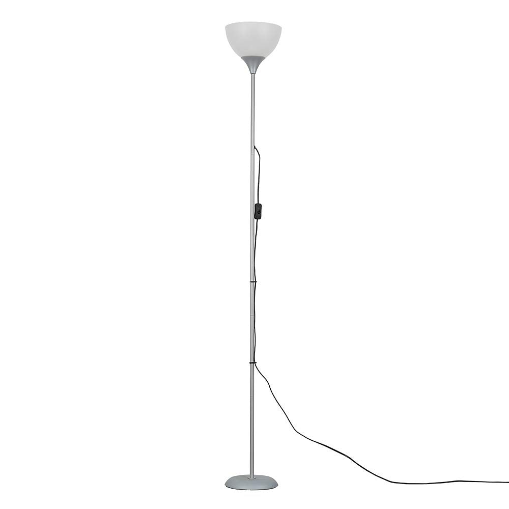 MiniSun | Modern Silver Uplighter Floor Lamp with a White Shade | Floor Lamps & Torchieres, Home Décor & Improvement Essential