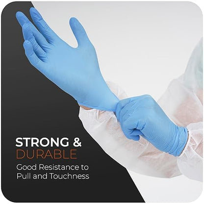 The Real Touch Blue Professional Nitrile Powder Free Multi-Purpose Gloves, Disposable, Extra Strong - Box of 100 (Blue, Small)