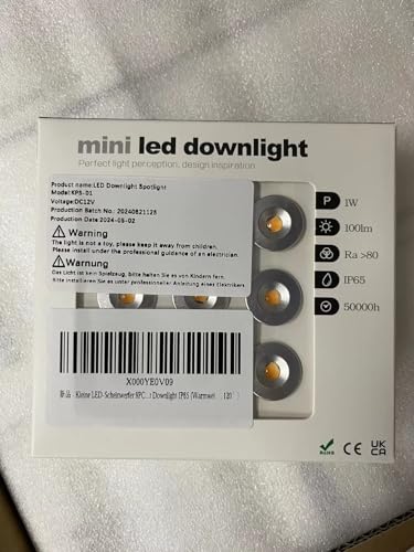 kpslcerna LED Mini Spot Light 9PCS 12v Recessed Ceiling Downlights,1W IP65 Cabinet Small Spotlight,Step Staircase Decking,Kitchen Living Room and Bedroom Simple Lighting (Black Shell, 30° Warm White)