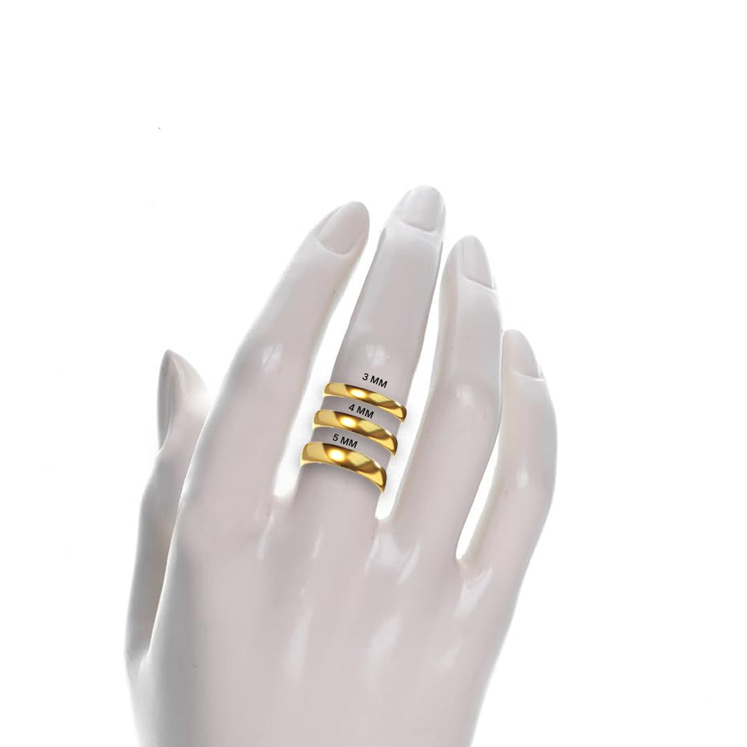 SHOP WGS 4mm 14K Solid Gold Wedding Band for Men & Women - Italian Real 14K Gold Plain Rings for Men - Solid Gold Wedding Bands Size 5