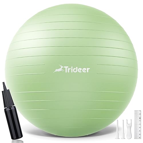 Trideer Yoga Ball - Exercise Ball for Workout pilates Stability - Anti-Burst and Slip Resistant for physical therapy, Birthing, Stretching & Core Workout, Office Ball Chair, Flexible Seating, Home Gym