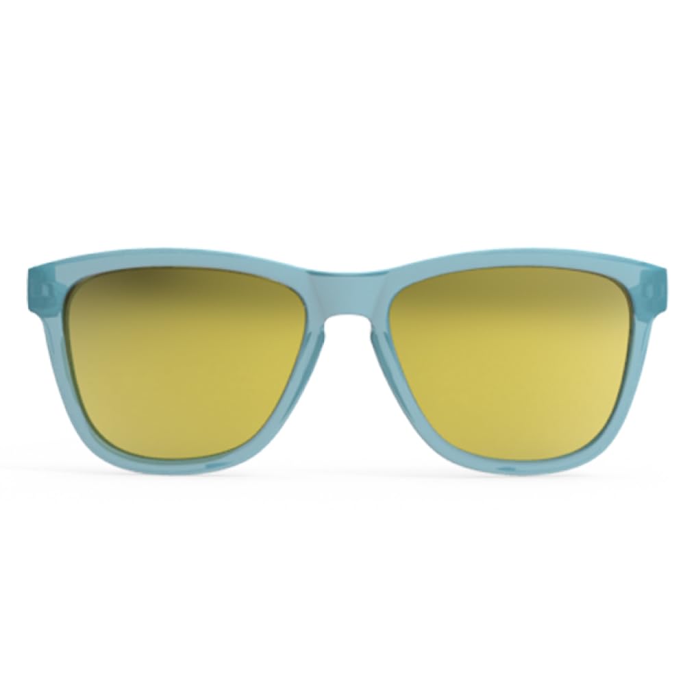 goodr Sunbathing with Wizards Polarized Sunglasses for Men & Women, Medium Sized (OG), Light Blue Translucent Frames with Gold Mirrored Reflective Lenses, UV400 Protection, No Slip, No Bounce