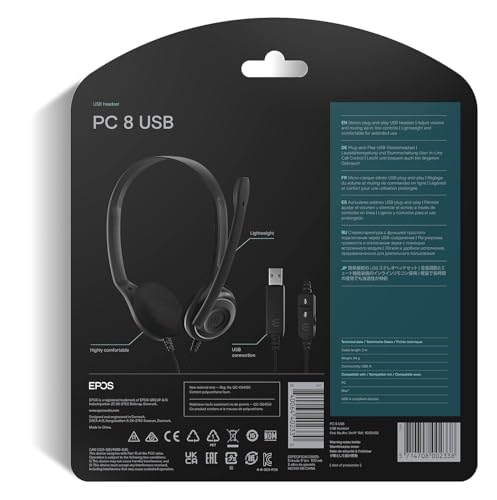 Sennheiser PC 8 USB - Stereo USB Headset for PC and MAC with In-line Volume and Mute Control - Black