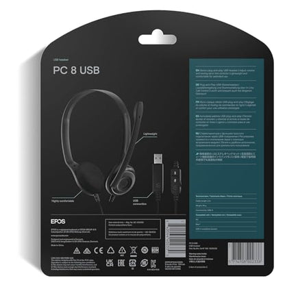 Sennheiser PC 8 USB - Stereo USB Headset for PC and MAC with In-line Volume and Mute Control - Black
