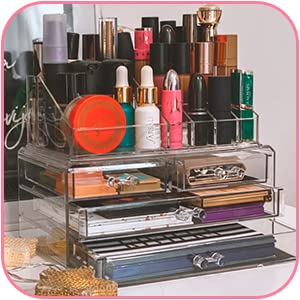 Home and Garden Products Cosmetic Organiser Drawers Clear Acrylic Jewellery Box Makeup Storage Case