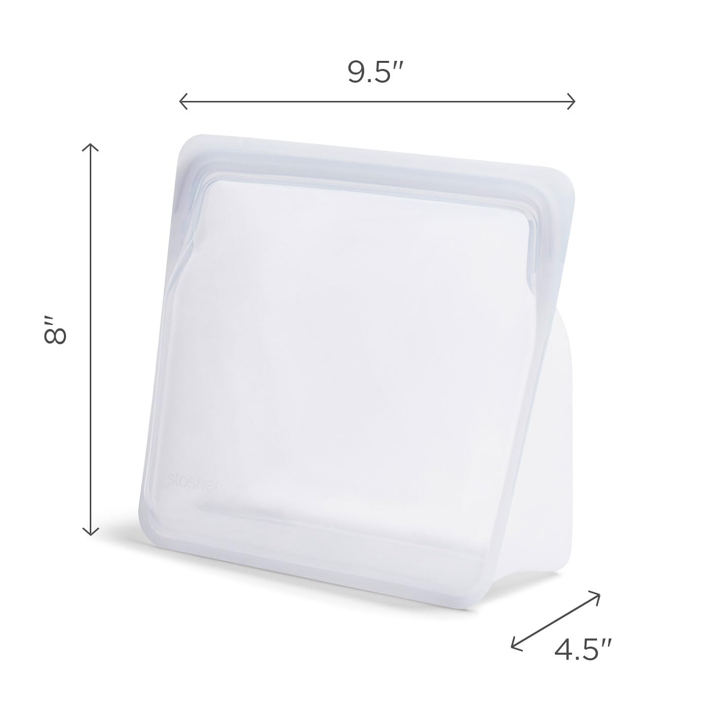 Stasher Premium Silicone Reusable Food Storage Stand-Up Mid Bag, Clear, Microwave, Sous Vide, Dishwasher, Oven and Freezer Safe, BPA Free, Leak-free, Eco-friendly, 56 Oz