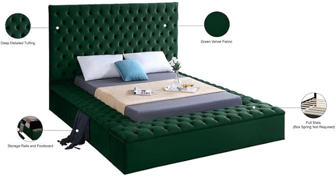 Meridian Furniture Bliss Collection Modern | Contemporary Velvet Upholstered Bed