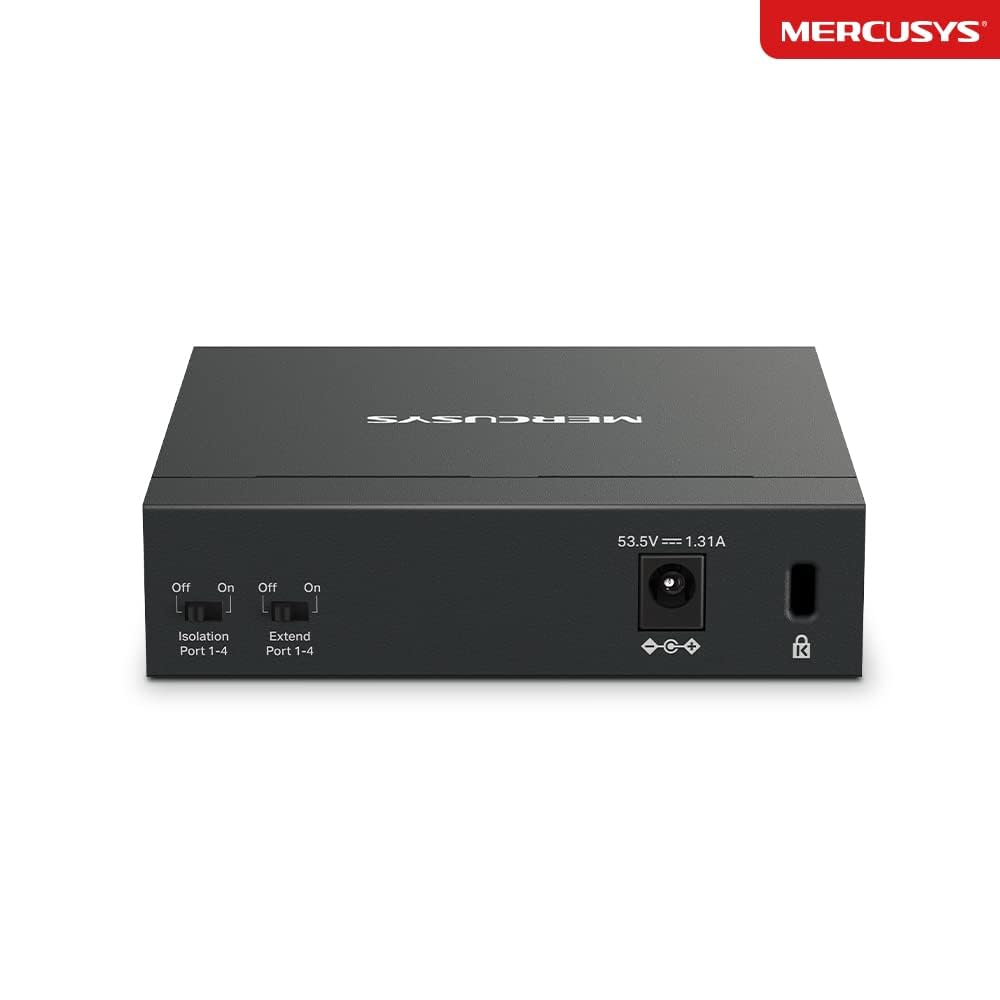 MERCUSYS MS105GP 5 Port Gigabit Network Switch, Ethernet Switch with 4-Port PoE+, 65W Total Budget , Metal Case, Desktop or Wall Mount, TP-Link Silent Operation, Power Saving, Plug & Play