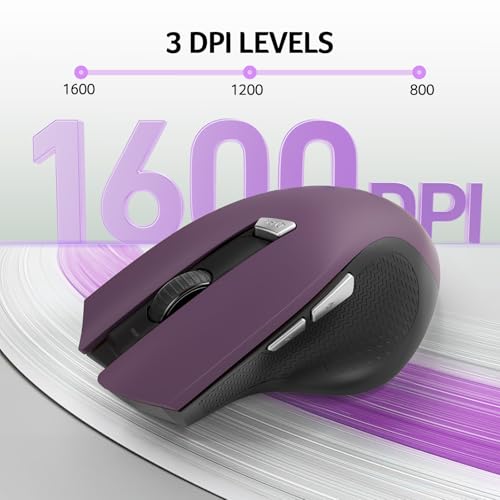 acer Wireless Mouse for Laptop, 2.4GHz Computer Mouse 3 Adjustable DPI Office Cordless USB Mice with USBA Receiver, 6 Buttons, 1600 DPI, Medium to Large Sized Hands Compatible with PC, Laptop, Desktop
