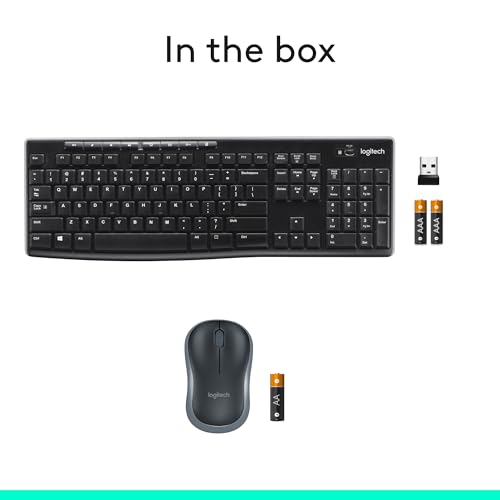 Logitech MK270 Wireless Keyboard and Mouse Combo for Windows, 2.4 GHz Wireless, Compact Mouse, 8 Multimedia and Shortcut Keys, 2-Year Battery Life, for PC, Laptop, QWERTY UK English Layout - Black
