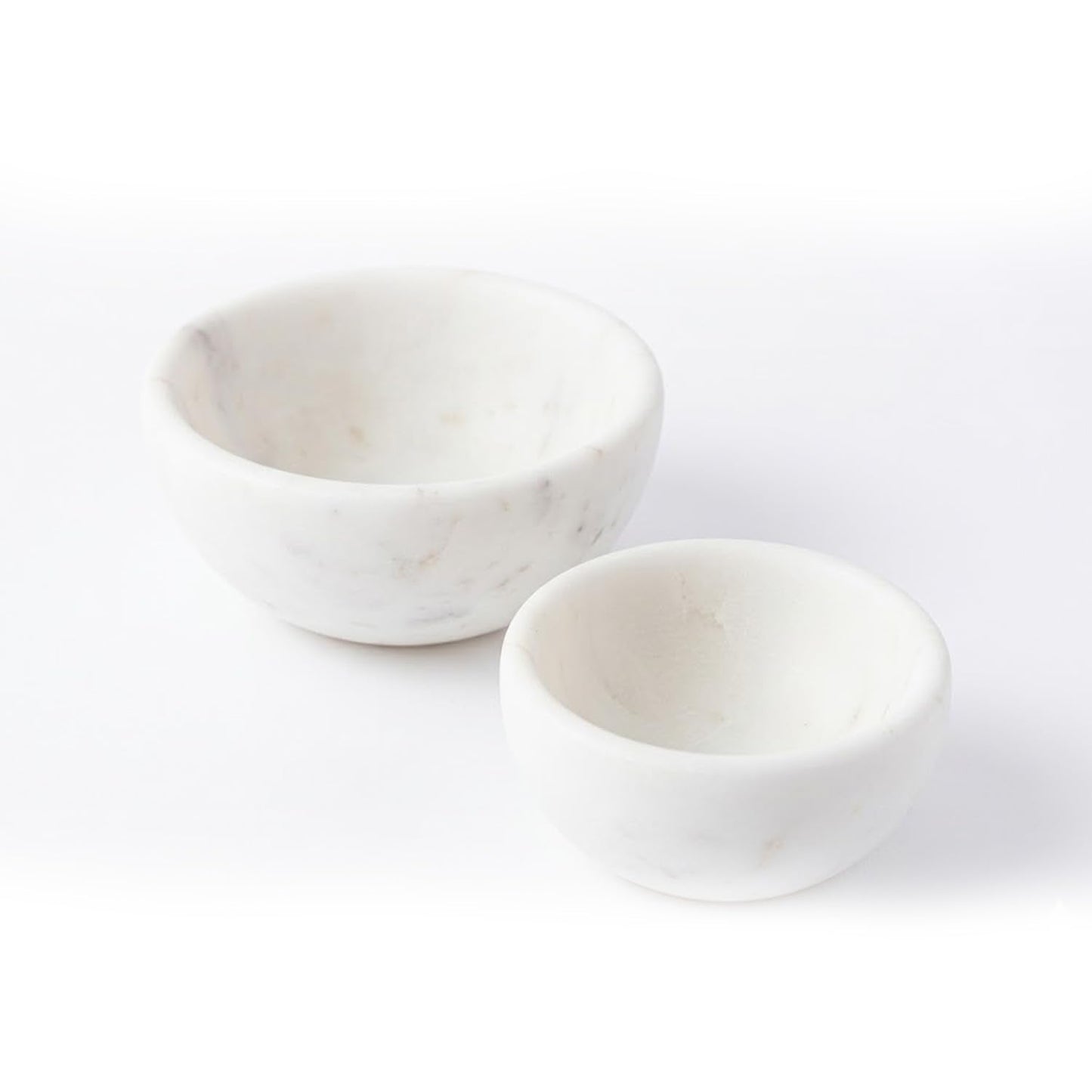 Elanze Designs Marble Bowl Set, Set of 2 White Marble Decorative Bowls for Serving, Prep, Snacks, Dips, or Tabletop Display, Natural Stone Kitchen Accent