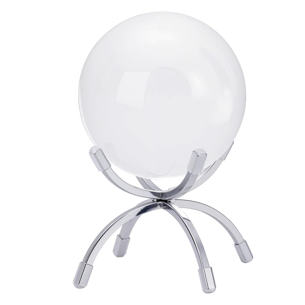 AHANDMAKER Iron Crystal Display Holder Small Rock Display Stand, Invertable Decorative Crystal Ball Holders for Displaying Gemstones Spheres Geodes Rocks Marbles, 2.64x2.76x2.56 Inches, Platinum