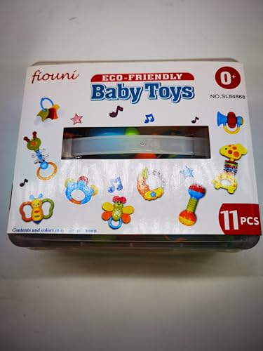 Baby Toys 0-6 Months Baby's Rattles Teether Toys First Baby Rattles Teether Toys Gift Set for Baby Boy Girl 3 6 9 12 Months 11 PCS (Blue for Boys)