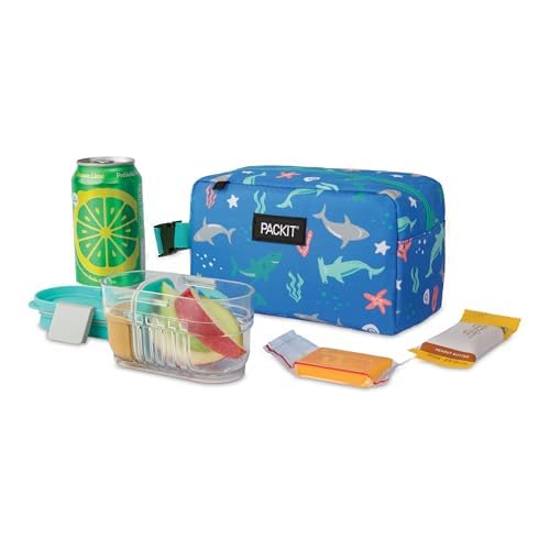 PackIt® Freezable Snack Box, Checked Out, Built with ECOFREEZE Technology, Collapsible, Reusable, Zip Closure with Buckle Handle, Designed For Work Snacks, Fresh Snacks On the Go, Adults, and All Ages