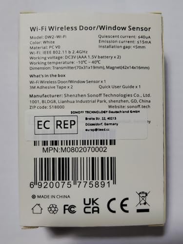 SONOFF DW2 Wi-Fi Wireless Door Window Sensor,APP Alert for Home Automation Wireless Alarm Security System, Compatible with IFTTT, No Gateway Required.