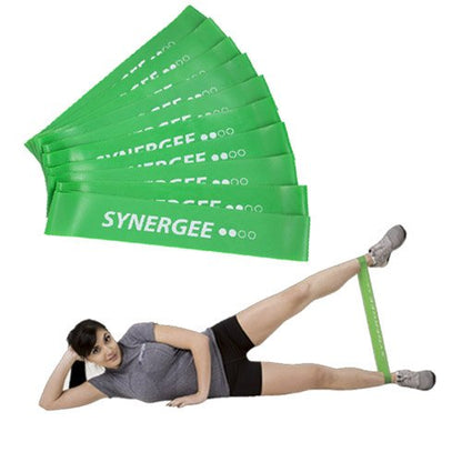 Synergee 10 Pack Mini Band Resistance Loop Exercise Bands Green Medium Resistance