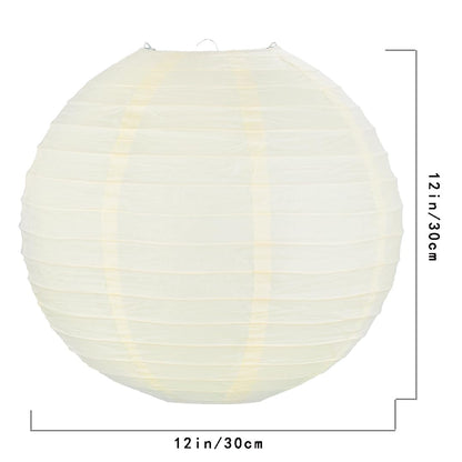 YJUQ Chinese Japanese Style Paper Lanterns, Set of 16 (Lvory, 12 inches)