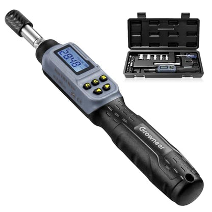 GROWNEER Digital Torque Screwdriver, 2.66-53.1 in-lbs/0.3-6 Nm, 1/4'' Drive Inch Pound Torque Screwdriver Electrician with Buzzer & LED Indicator, 27 in 1 Set
