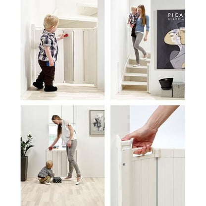 BabyDan - Guard Me Auto Retractable Stair Gate, 55-89 cm width, One-Hand Operation Safety Gate, Child and Pet Gate, White, Made in Denmark
