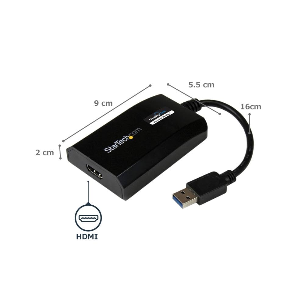 StarTech.com USB 3.0 to HDMI Adapter - DisplayLink Certified - 1080p (1920x1200) - USB Type-A to HDMI Display Adapter Converter for Monitor - External Video & Graphics Card - Windows/Mac (USB32HDPRO)