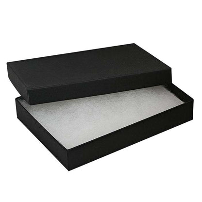 RJ Displays 15 Pack Cotton Filled Black Matte Color Paper Cardboard Jewelry Necklace, Bracelet, Watches, Belt Buckles, Pocket Watches Gift and Retail Display Boxes Size: 5 3/8" x 3 7/8" x 1" Inch