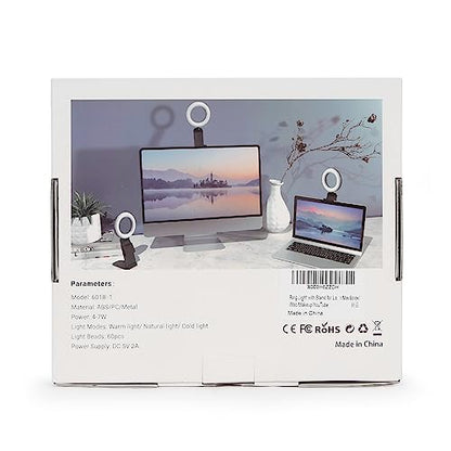 5" Desk Ring Light with Stand, LED Ring Light for Laptop Monitor, Video Conference Lighting, Zoom Meeting Light for Video Calls Selfie Makeup PC Webcam, Phone Holder with Continuous Output Lighting