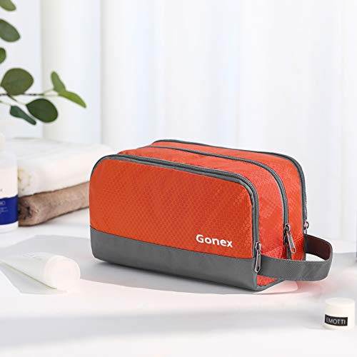 Gonex Men Toiletry Bag with Strap Sport Style Repellent Showerproof Nylon Orange