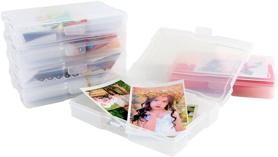 novelinks Transparent 4" x 6" Photo Storage Cases - Craft Cases Plastic Storage Container Box - 12 PACK (Transparent)
