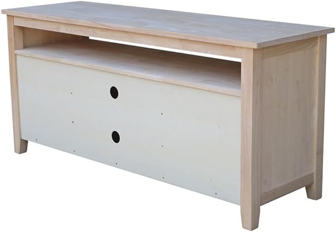 Entertainment TV Stand with 2 Doors Unfinished Solid Parawood 57"W x 18"D x 26"H