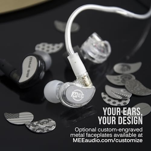 MEE audio M6 PRO In Ear Monitor Headphones for Musicians, 2nd Gen Model With Upgraded Sound, Memory Wire Earhooks & Replaceable Cables, Noise Isolating Professional Earbuds, 2 Cords Included (Clear)