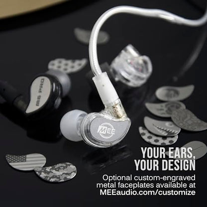 MEE audio M6 PRO In Ear Monitor Headphones for Musicians, 2nd Gen Model With Upgraded Sound, Memory Wire Earhooks & Replaceable Cables, Noise Isolating Professional Earbuds, 2 Cords Included (Clear)
