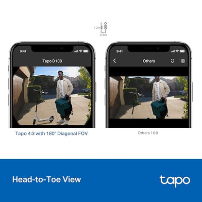 Tapo Smart Video Wireless Doorbell Camera - 2K, 160° Ultra-Wide View, Up to 180 Days Battery, Alexa, Google Assistant Compatible, Free AI Person Detection, IP54, SD/Cloud Storage, D205