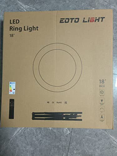 Upgraded 18 inch LED Ring Light with Tripod Stand, Ring Light with Touch Panel for Makeup Studio Portrait YouTube Vlog Video Shooting with Remote Controller, CRI>90