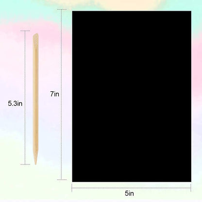 Mocoosy 60 PCS Rainbow Scratch Art Paper for Kids, Magic Scratch Paper Set Art Craft Supplies, Black Scratch Sheets Party Game Activities Christmas Birthday Gifts Girls Boys 3 4 5 6 7 8 9 10 Years Old