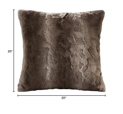 Madison Park Zuri Faux Fur Ombre Stripe Ultra Soft Luxury Decorative Throw Pillows, For Couch Bed With Insert, 20" x 20", Grey