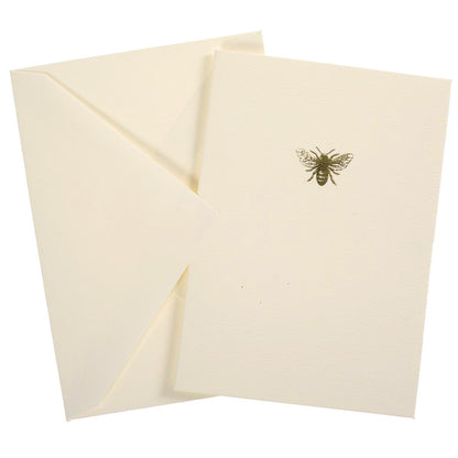 Graphique Bee La Petite Presse Boxed Notecards - 10 Embellished Gold Foil Blank Cards with Matching Envelopes and Storage Box, 3.25" x 4.75"