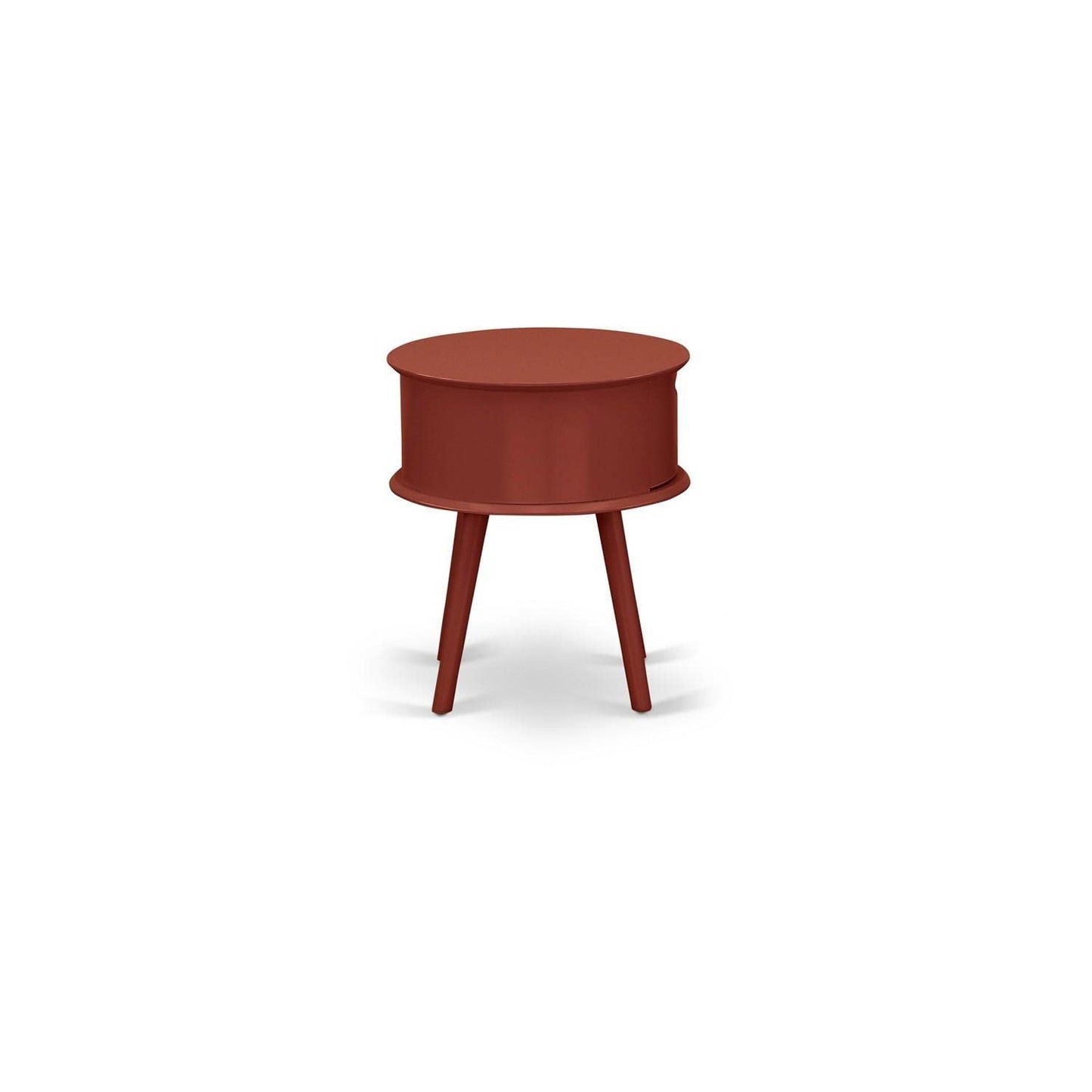 East West Furniture GONE13 One piece wonderful Gordon round table night stand with Drawer, 1-Pack, Burgundy Finish