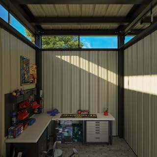 Patiowell 2-in-1 Outdoor Storage Shed, 7' x7' Galvanized Steel Metal Shed with 7' x 7' Porch Pergola Gazebo Outdoor Studio Open-Sided Firewood Shed for Backyard Patio Garden Lawn