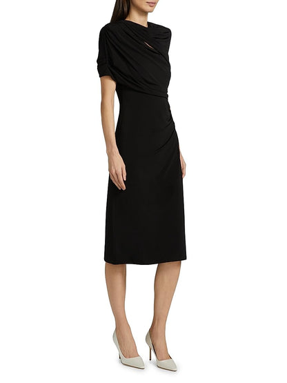 Stella McCartney, Draped Cape Midi-Dress, 40 (4-6), Black