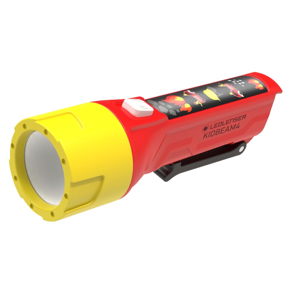 Ledlenser KidBEAM4 Kids Torch, 4 Colour LED AAA Battery Fireman Flashlight, Lightweight 72g, Inc Pocket Clip, Auto Shut Off Feature, Excellent for Reading, Camping & Night Time Fun, Gift for Children