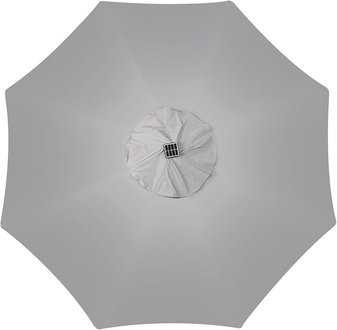 Blissun 9 ft Solar Umbrella, Patio Umbrella with 32 LED Lights, Table Market Umbrella, Outdoor Umbrella for Garden, Deck, Backyard (Light Grey)