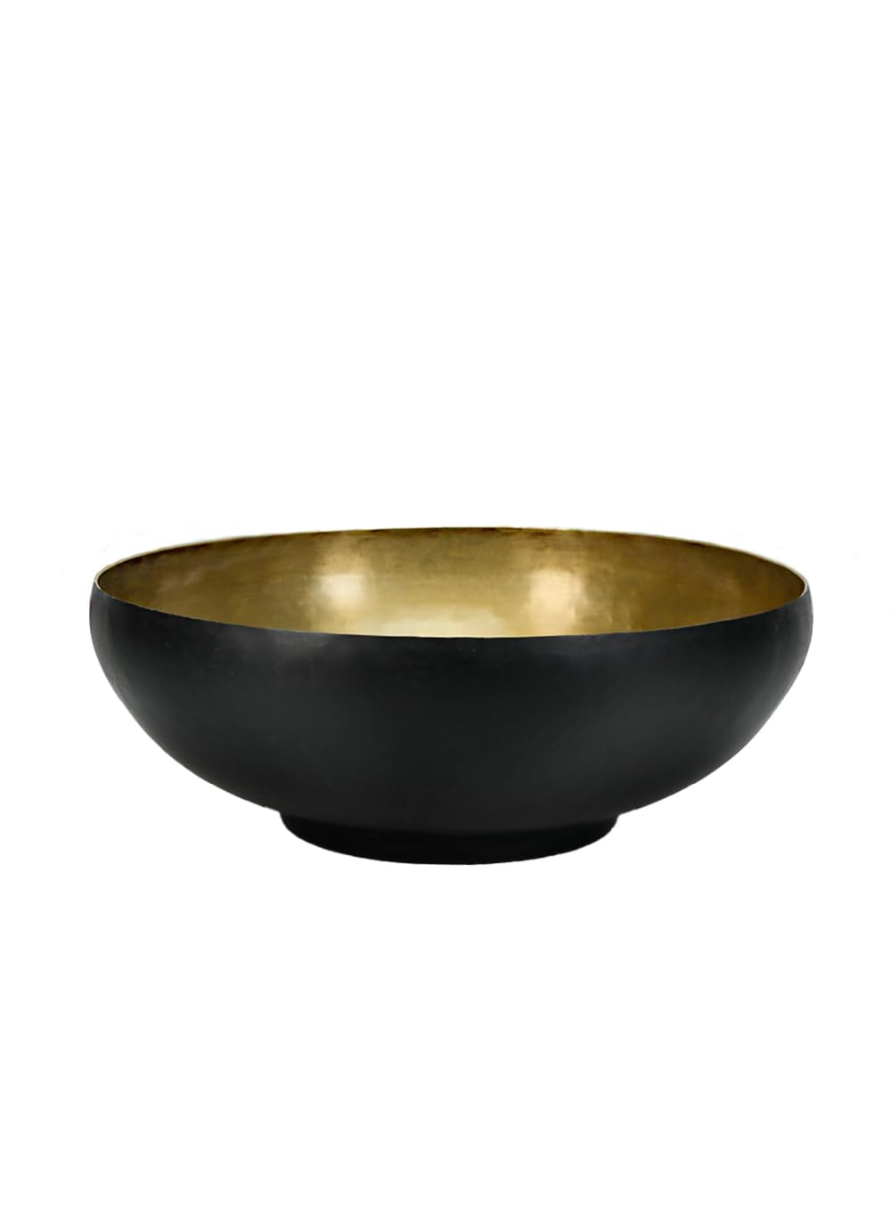 Serene Spaces Living Dual-Tone Black & Gold Aluminum Bowl with Brass Look, Elegant Décor for Fruit Display, Centerpiece, Modern Accent for Home & Events