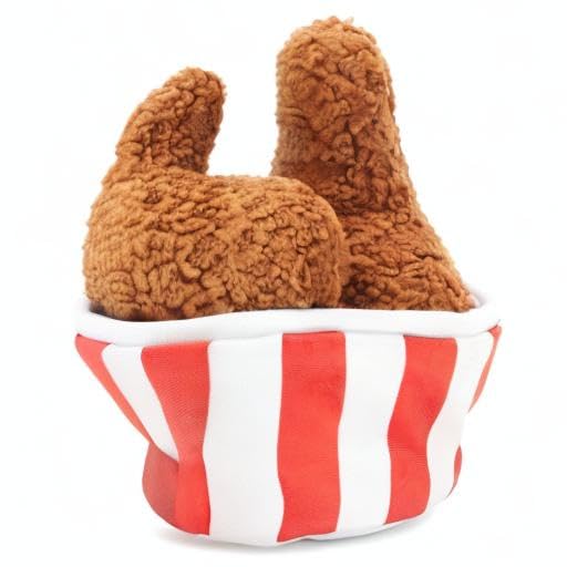 Barkbox 2 in 1 Interactive Plush Dog Toy - Rip and Reveal Dog Toy for Medium, & Large Dogs - Stimulating Squeaky Pet Enrichment and Puppy Toys | Bucket o’Fried Licken