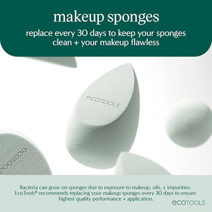 EcoTools Blurring Blender Makeup Sponge, Makeup Blending Sponge For Blurred Skin, For Liquid & Cream Foundation, Cloud Coverage Memory Foam, Eco Friendly, Latex Free, Cruelty-Free & Vegan 1 Count
