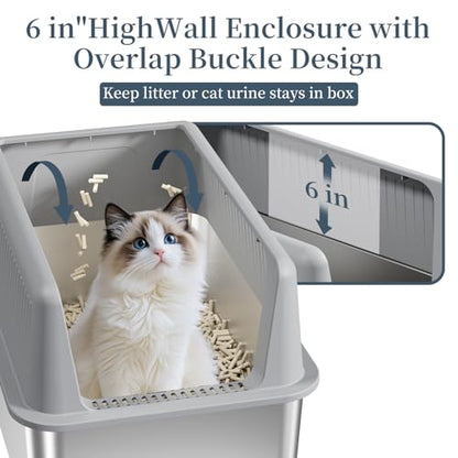 19.7''x13.8''x13.8'' Enclosed Stainless Steel Litter Box with Lid